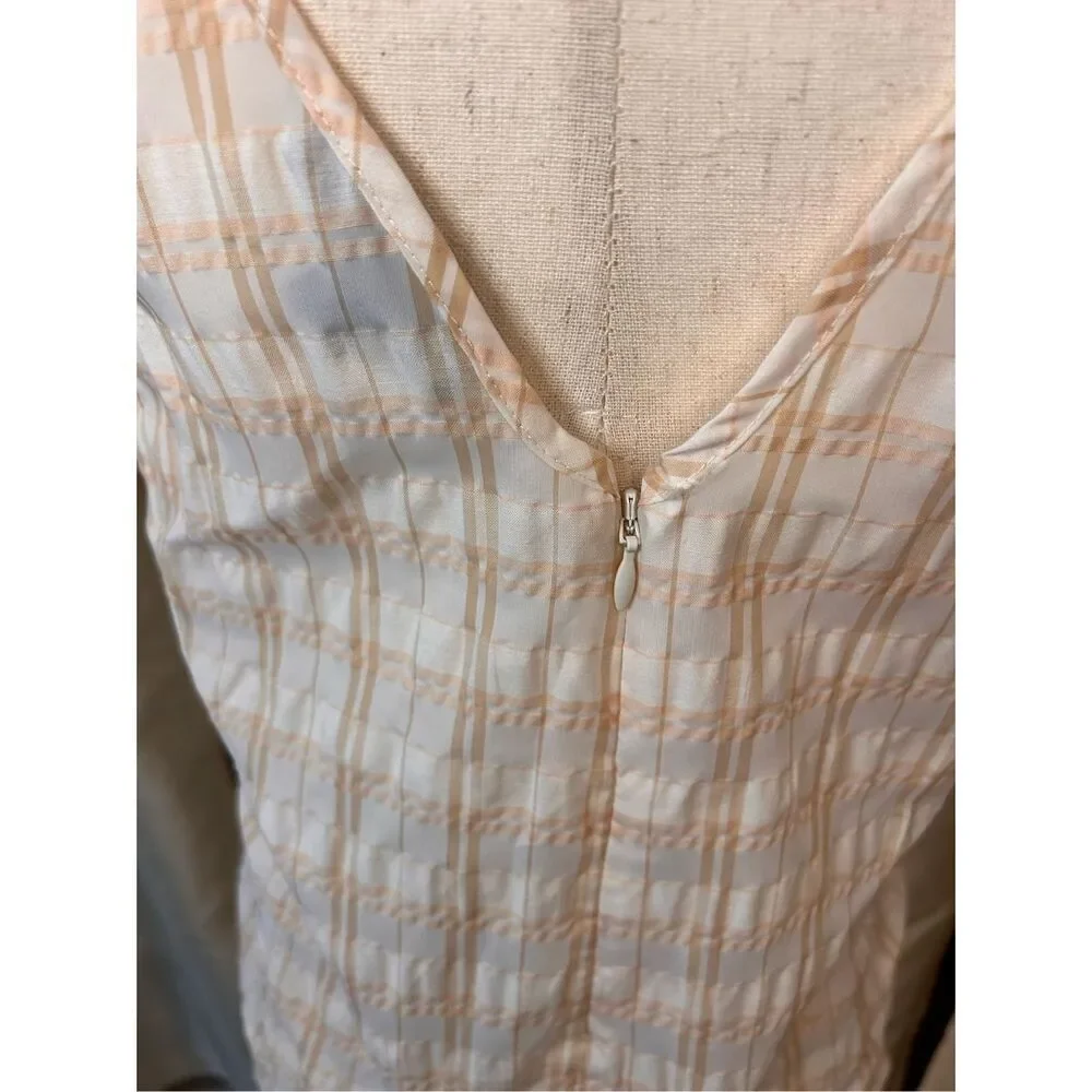 J Crew Women's V Back Puff Sleeve Textured Plaid Top Blouse Size 2 NWOT - Picture 4 of 12